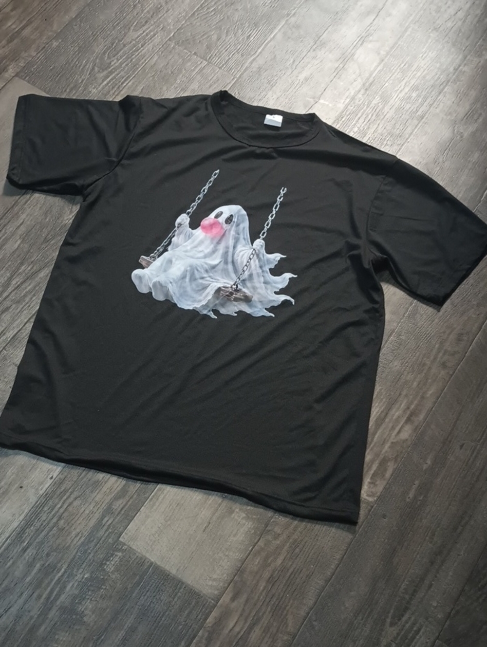Black Graphic Ghost Swing T-Shirt